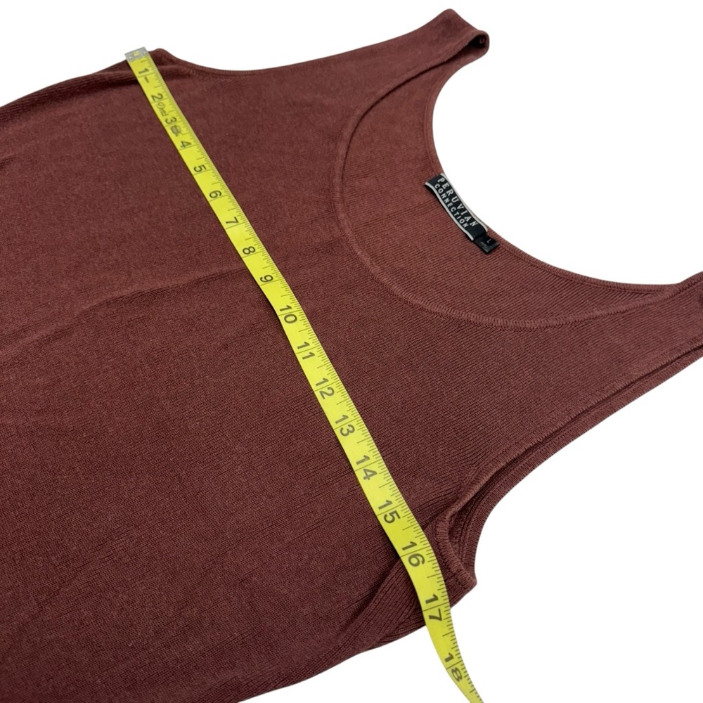 Peruvian Connection Knitted Tank Top Pima Cotton Bamboo Women's L Brown Ribbed - Picture 5 of 8
